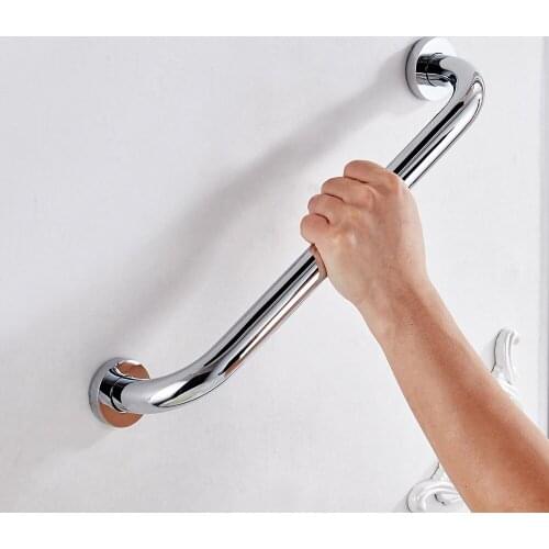 Leyden 30/35/40/45/50cm Chrome Brass Bathroom Safety Straight Grab Bar Silver Bathtub Toilet Grip Handrail Bathroom Accessories