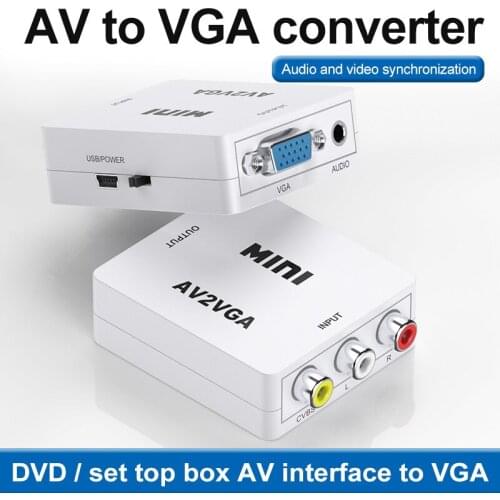 Mini HD Video Converter Box AV RCA CVBS to VGA 1080P Video Adapter AV2VGA with 3.5mm Audio Output For Laptop PC HDTV