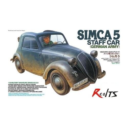 RealTS TAMIYA MODEL 1/35 SCALE military models # 35321 German Stuff Car Simca 5 plastic model kit