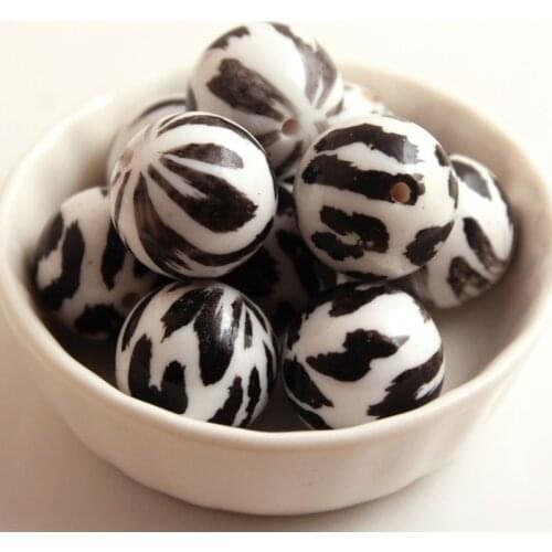 OYKZA Fashion 20mm 100pcs Acrylic colorful Leopard Beads for Girls Necklace Jewelry