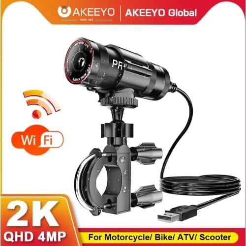 AKEEYO AKY-610 PRO 2K QHD Motorcycle Dash Cam WIFI Waterproof Bicycle Helmet Camera Built-in Battery Recording While Charging