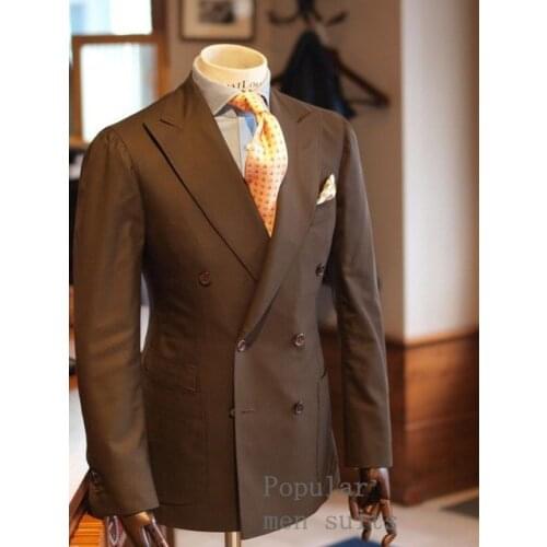 Custome Homme Dark Brown BusinessMen Suit 2Pieces(Jacket+Pants) Formal Italian Slim Fit Tuxedo Men Blazer