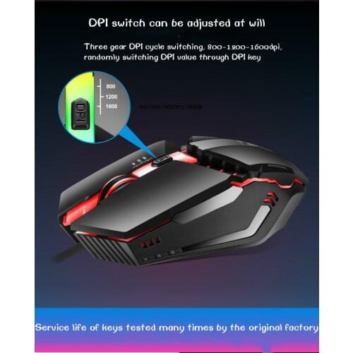 Wired Gaming Mouse 1600DPI program macro definition Professional-Grade Gamer Mice RGB Wired Mouse Optical for Laptop Computer