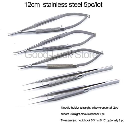 Instruments Set 12.5/14/16/18cm Scissors+Needle Holders +Tweezers stainless steel Instruments Ophthalmic Surgical Tools