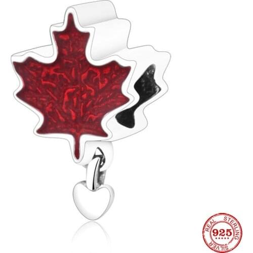 New Original Silver Color Maple leaf Bead Fit European Pandora Charms Bracelet Bangles Diy Jewelry P256