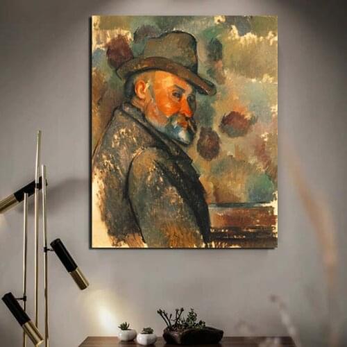 Paul Cezanne Self Portrait In A Felt Hat Canvas Painting Print Living Room Home Decoration Modern Wall Art Oil Painting Posters