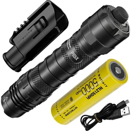 NITECORE P10iX Rechargeable Flashlight Powerful 4000 Lumens USB Tactical Flashlight One Button Strobe, 5000mAh NL2150HPi Battery