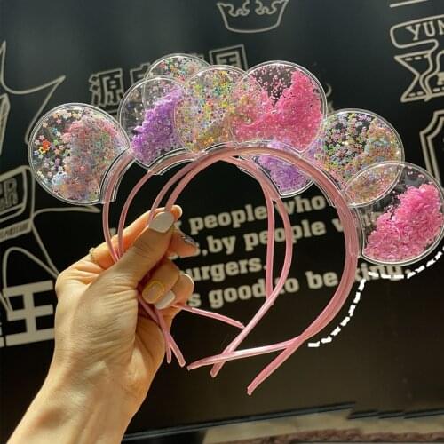 Lovely Children Sequins Mickey Mouse Ear Girls Hairband Kids Girls Shining Crown Princess Korean Headband Party Hair Accessories