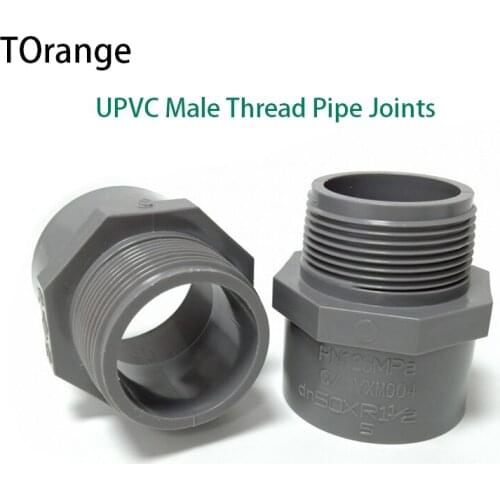 UPVC Male Thread Pipe Joints Grey UPVC Connector Garden Water Connectors Aquarium Fish Tank Adapter UPVC Pipe Joints 1 Pcs