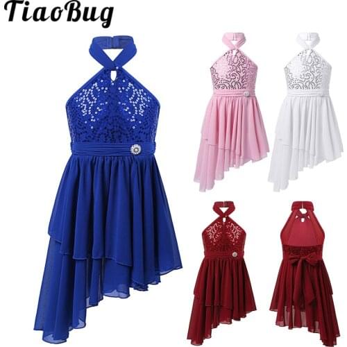 Pink Sequins Dance Dress for Girls Kids Ballet Leotard Dress with Bulit-in Shorts Modern Jazz Latin Dancing Performance Costumes