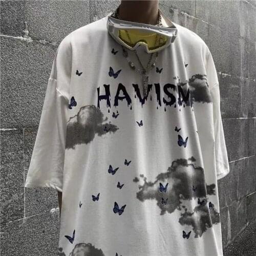 Hip-hop devil grimace print ins shirt Summer new ins dark hip-hop street butterfly Tee Female Funny Print Japan tshirt