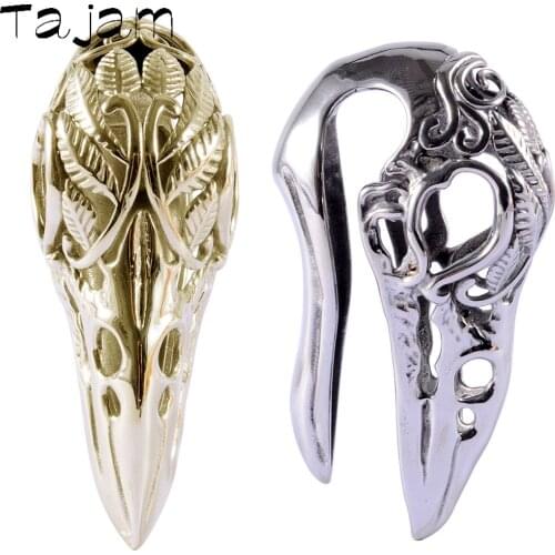 1Pair Ear Dangle Bird Head Shape Ear Weights Ear Drop Ring Gold Silver Color Expander Plug Dangle Earring Body Piercing Jewelry