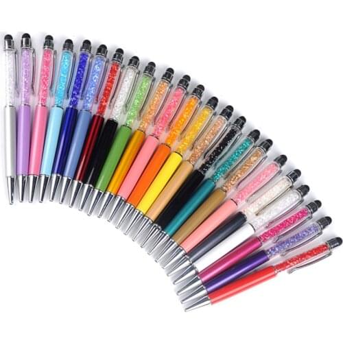23 Color ink Black blue Crystal Ballpoint Pen Creative Stylus Touch Pen Writing Ballpen Stationery Office School Supplies