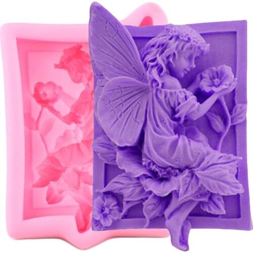Fairy Angel Flower Silicone Mold 3D Craft Soap Resin Clay Molds DIY Cake Baking Fondant Molds Candy Chocolate Gumpaste Moulds