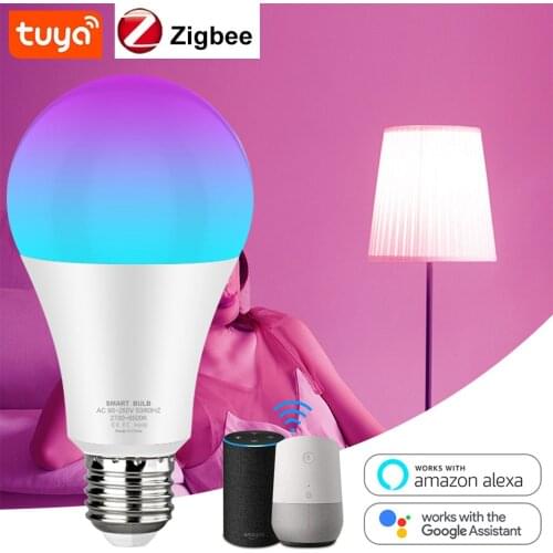 Zigbee Tuya Wifi Smart Bulb Light E27 B22 12W 15W RGB + White + Warm White App Smart Life Control Google Home Alexa Led Lamp