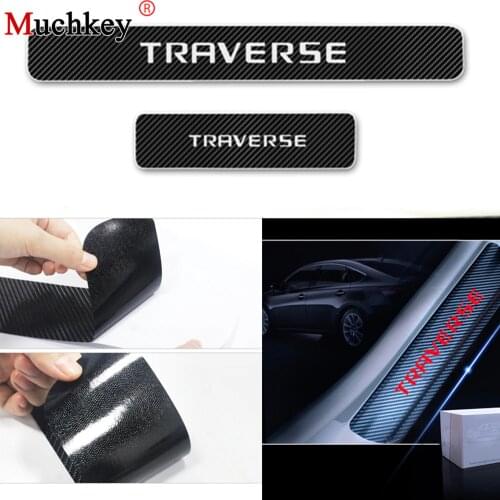 For Chevrolet TRAVERSE 4D Carbon fiber vinyl sticker Car Door Sill Scuff Plate Door Sill Guard Auto Parts Accessories 4PCS