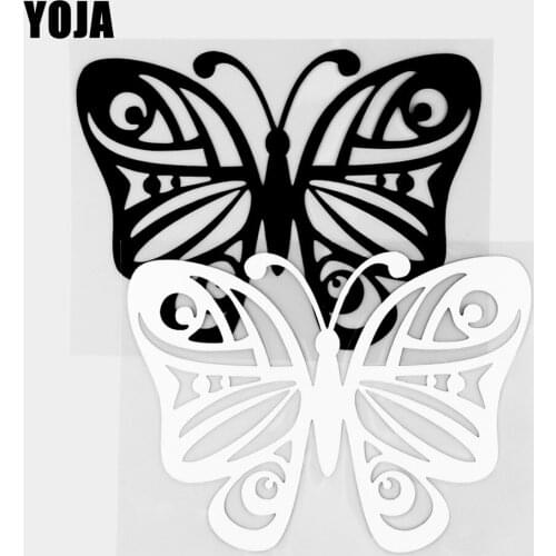 YOJA 14.5×10.7CM Lovely Vinyl Decal Butterfly Pattern Cartoon Animal Car Stickers Black/Silver 19C-0338