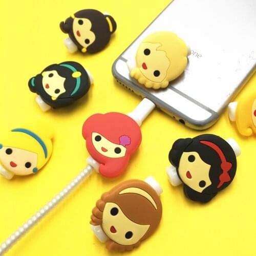 Disney Princess Cable Protector Charger USB Cable Winder For Apple IPhone For Samsung Xiaomi Huawei Cable Protect Decoration