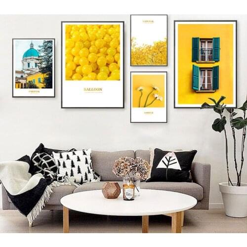 Yellow Balloon Poster Landscape Rustic Decorative Painting Paintings on The Wall Pictures for Living Room Home Decoration