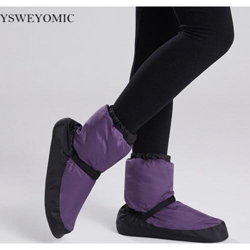 Winter Ballet Dancing Shoes Adults Black Purple Cotton Warm-up Exercises Warmer Ballerina Warm-Up Boot Girls Ballet Shoes