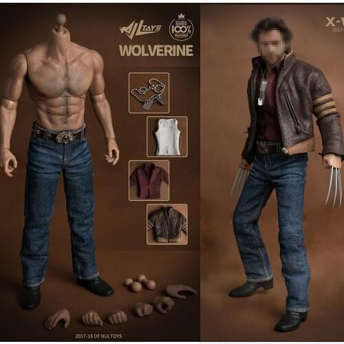 In Stock 1/6 Scale Wjltoys Wolverines Suit 1.0 Vest Shirt Jeans Belt Necklace Shoes Accessory Model for 12'' AT012 Action Body