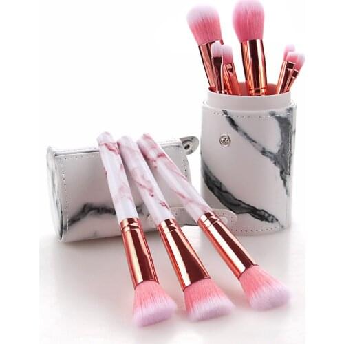 10Pcs Marblin Makeup Brushes Set With Bag Multifunctional Cosmetic Brush Concealer Eyeshadow Foundation Brush Beauty Tools