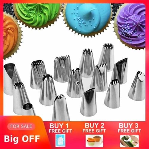 15Pcs/Set Nozzles Icing Piping Cream New Shape Cake Decorating Tools Confectionery Piping Tips Stainless Steel Dessert Decorator