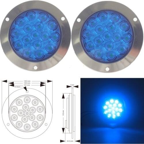 2PCS Rear Tail Brake Stop Marker Light Indicator Car Truck Trailer 12-24V 16LEDS Round Reflector Blue Red Yellow White Green