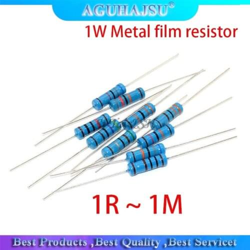 20pcs 1W Metal film resistor 1% 1R ~ 1M 2R 10R 22R 47R 100R 330R 1K 4.7K 10K 22K 47K 100K 330K 470K 1 2 10 22 47 100 330 ohm