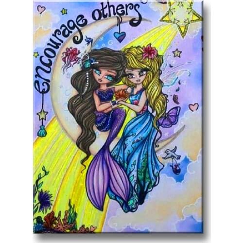 5D Diamond Embroidery Mermaid And Fairy Drill Diamond Painting Cartoon Girl Picture Of Home Decoration Birthday Present B125