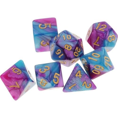 7 Pieces Polyhedral Dice Set D20 D12 D10 D8 D6 D4 Dices for RPG Board Game Party Supplies