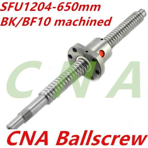 Free shipping 1pc Ball screw SFU1204 650mm+ 1pc RM1204 Ballscrew Ball nut with standard processing for BK10 / BF10