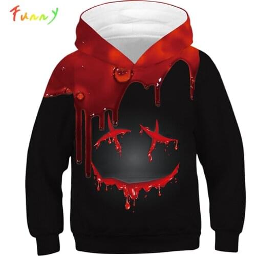 Black Smile 3D Printed Kids Hoodie Sweatshirts Spring Autumn Girls Boys Clothes Casual Long Sleeve Hoodies for Teens Hooded Coat
