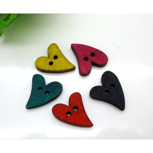 50Pcs Mixed Wood Heart Sewing Buttons For Kids Clothes Scrapbooking Decorative Botones Handicraft DIY Accessories10