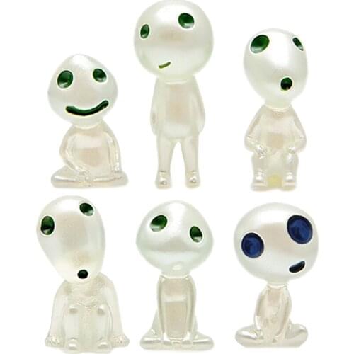 New 10 Pcs Princess Mononoke Luminous Studio Ghibli Resin Action Figure Kodamas Glow In Dark Figurines Elf Tree Dolls Model