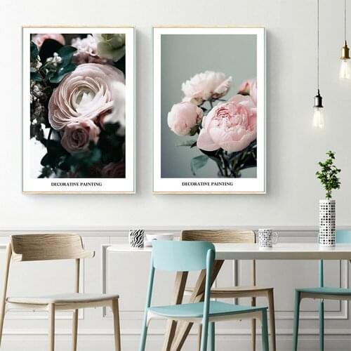 Nordic Style Pink peony Flower Canvas Art Print Painting Poster Wall Pictures for Home Decoration Art Wall Decor Canvas Painting