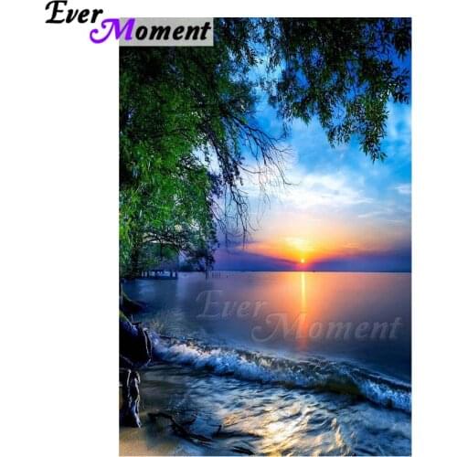 Ever Moment Diamond Painting Handmade Full Square Drill Cross Stitch Sunset Scenery Diamond Embroidery Home Decoration ASF1357