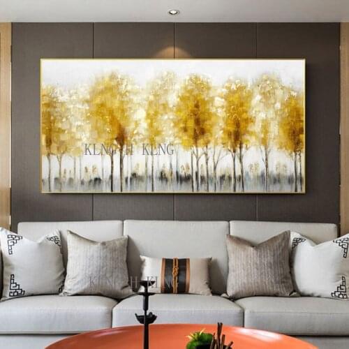 Natural scenery painting Gold money trees tableaux peinture moderne Hand drawn oil painting on cavnas wall art picture fo
