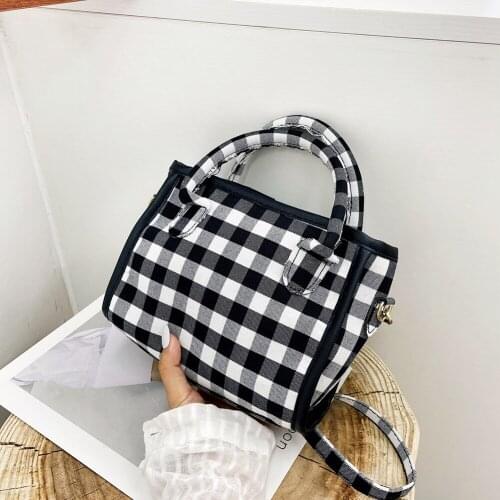 Plaid Tote Bags for Women 2021 Adjustable Strap Handbag Female Shoulder Bags Ladies Small Square Crossbody Travel Shopping Purse