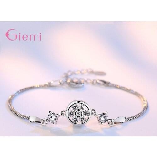 Trendy Fashion Jewelry 925 Sterling Silver Chain Bracelet Austrian Crystal Women Girls Party Anniversary New Arrival