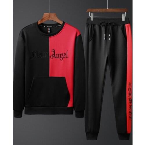 Mens Sportswear Sets 2020 Spring Autumn Male Casual Tracksuit Fashion Printing Men Sweatshirt + Sweatpants 2 Piece Running Set