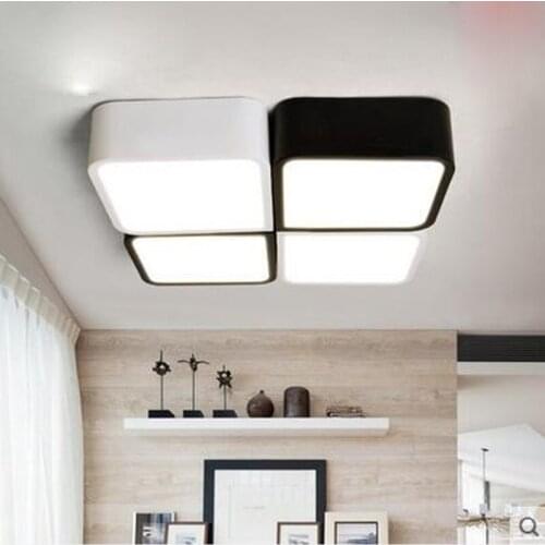 Nordic square LED ceiling lamp creative personality art study bedroom light rectangular living room large lamps lighting fixture