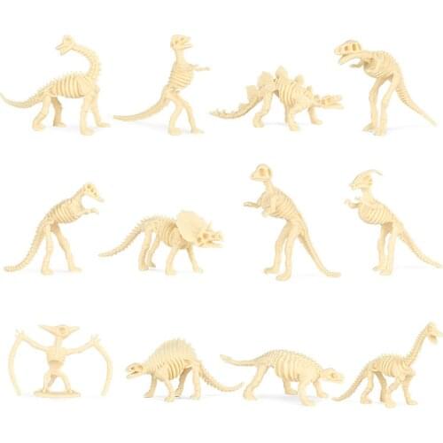 New 12pcs Dinosaur Toys Fossil Skeleton Simulation Model Set Mini Action Figure Educational Creative Collection Toy For Children
