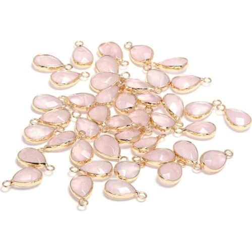 New 5pcs Natural Stone Water Drop Shape Section Rose Quars Pendants for Jewelry Making DIY Necklace Size 10x14mm