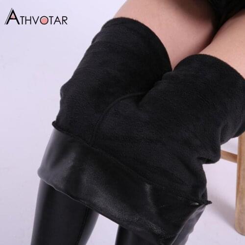 Bodycon Ankle-Length Leggings Women Leather Pant Winter Leggins Mujer Plus Size High Waist Velvet Legging Female 2020 New