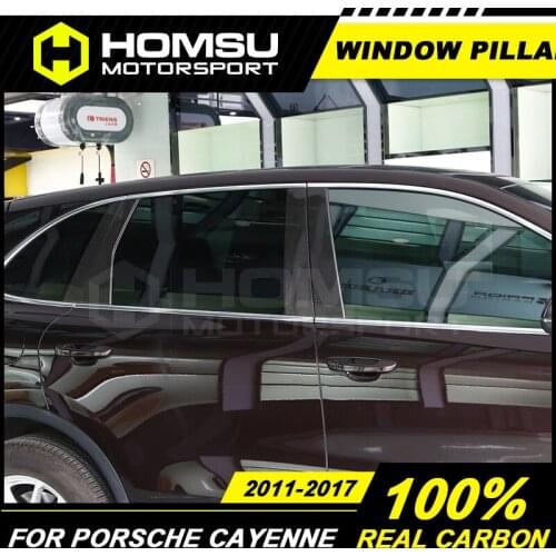 Real Carbon Fiber For Pors-che Cayennne 958 Side B C Pillar Decoration Trim Car Styling 3M Tape Add On door column decoration