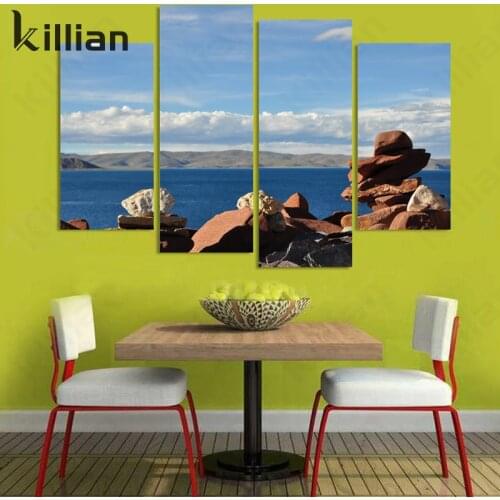 Lake Rock Wishing Stone Stacked Photography Picture Wall Painting Modern Landscape Poster Living Room Home Decoration Wall Stick