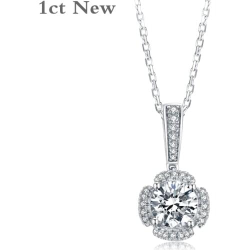 1ct D Round Cut 925 Silver Moissanite Necklace Diamond Test Passed Jewelry Woman Girl Engagement Wedding Gift With Certificate