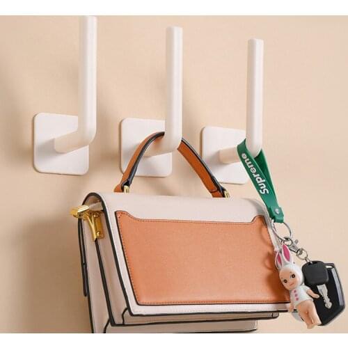 Strong Adhesive L-type Non-marking Hook Wall Hole Free Paper Towel Hook Door Clothes Multifunctional Plastic Hook 1pcs