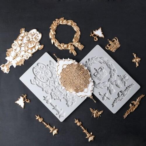 Crown Frame Emblem Wedding Cake Decoration Silicone Mold for Fondant Mould Cupcakes, Sugarcraft, Cookies, Bakeware Tools